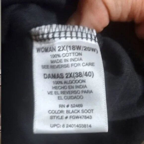 Faded Glory Black Soot Lightweight Women's Long Sleeve Shirt Size 2X (18W/20W)! - Picture 4 of 16